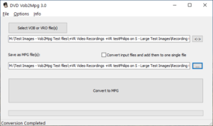 DVDVob2Mpg 3.0 VOB to MPG conversion